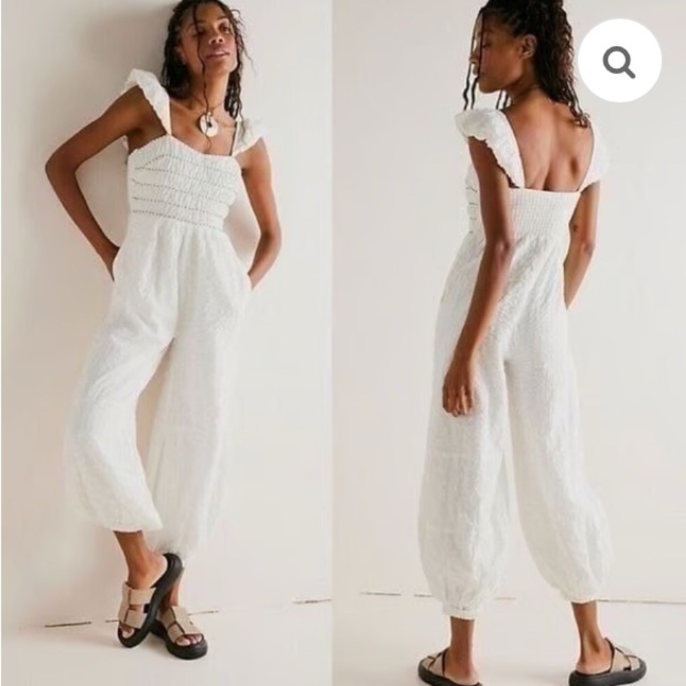 Free People Speakeasy Jumpsuit Size Women’s Size Small White Beaded